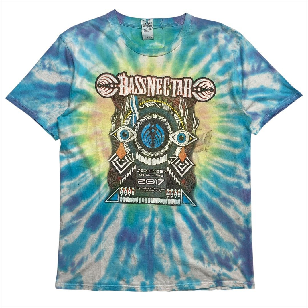 Vintage GILDAN ギルダン DJ Bassnectar バスネクター Tシャツ 半袖 柄物 古着 メンズ L タイダイ染め フェス ヴィンテージ ビンテージ拍卖
