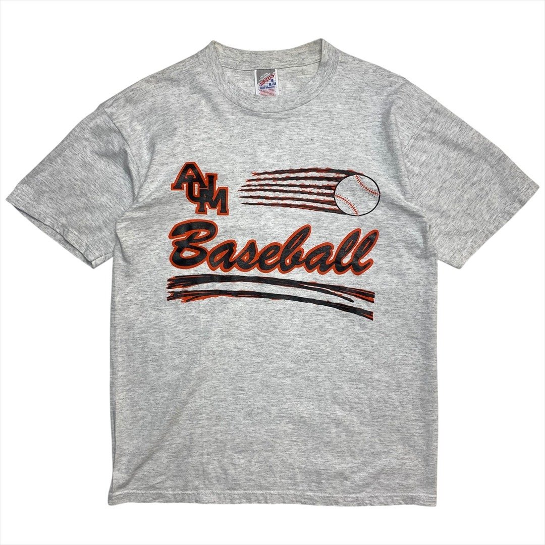 90s Vintage Jerzees ジャージーズ AUM ベースボール プリント Tシャツ 半袖 ホワイト 古着 メンズ M USA製 野球 ヴィンテージ ビンテージ拍卖