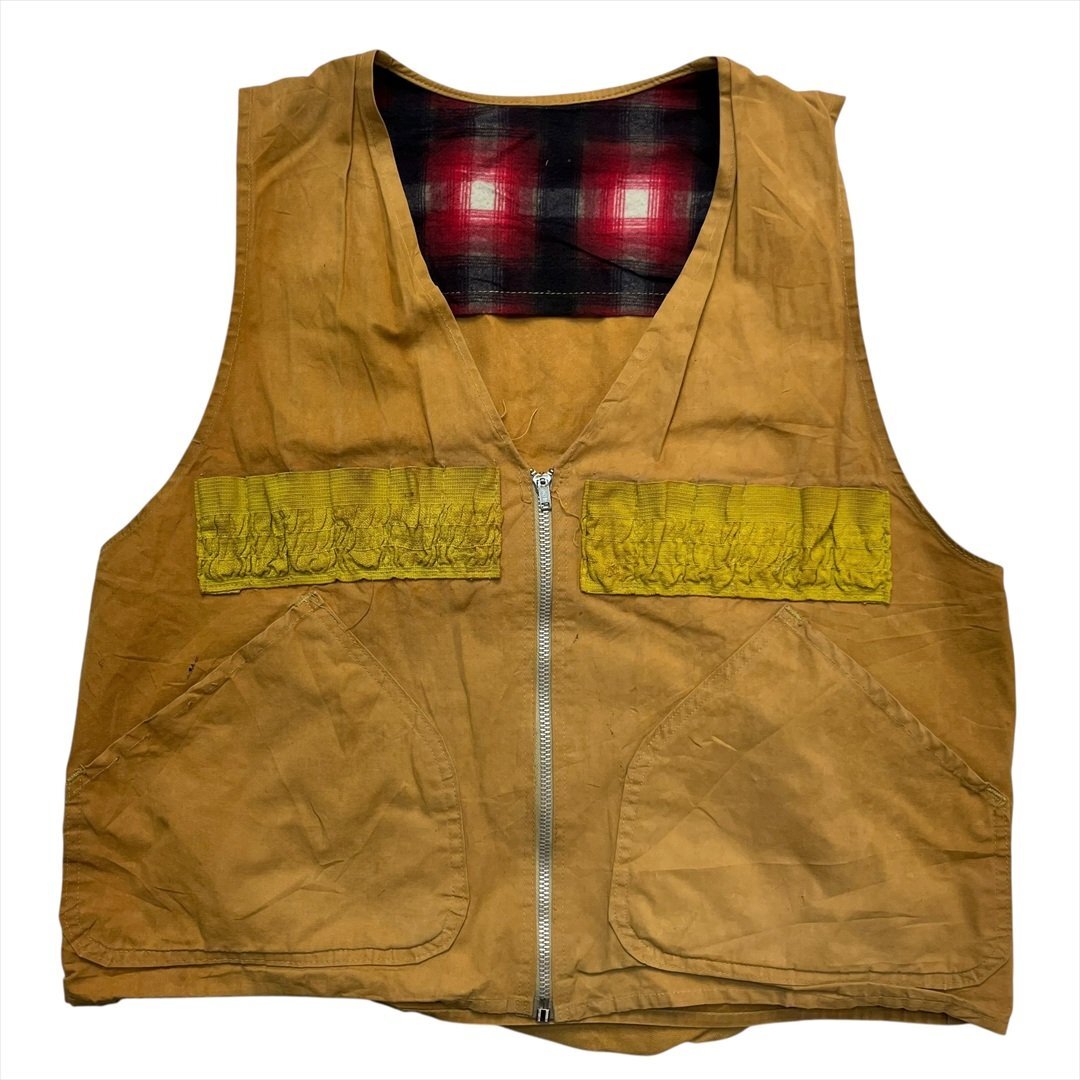 Vintage ハンティング ベスト イエロー  古着 メンズ FREE ハンター アウトドア ガレージ作業 ヴィンテージ ビンテージ拍卖