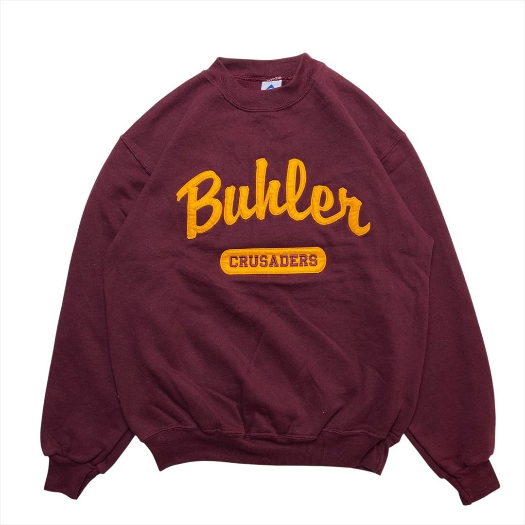 90s Vintage Buhler Crusaders ロゴ トレーナー ワインレッド 古着 メンズ M ヴィンテージ ビンテージ拍卖