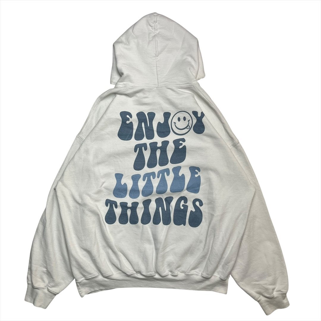 Vintage Enjoy The Little Things ロゴ スウェット パーカー ホワイト 古着 メンズ FREE スエット オーバーサイズ ヴィンテージ ビンテージ拍卖