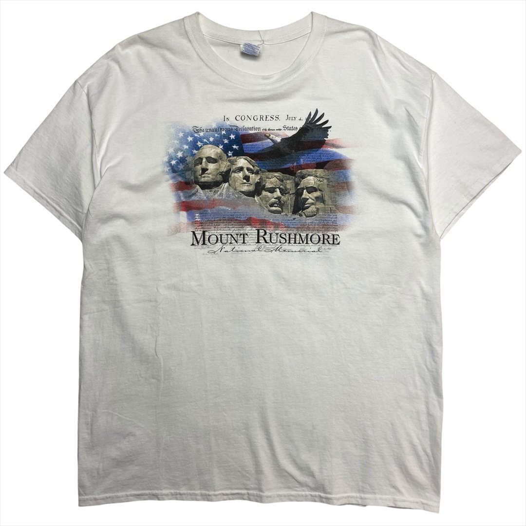 Vintage GILDAN ギルダン MOUNT RUSHMORE Tシャツ 半袖 ホワイト 古着 メンズ XL ビッグサイズ スーベニア ラシュモア ヴィンテージ拍卖