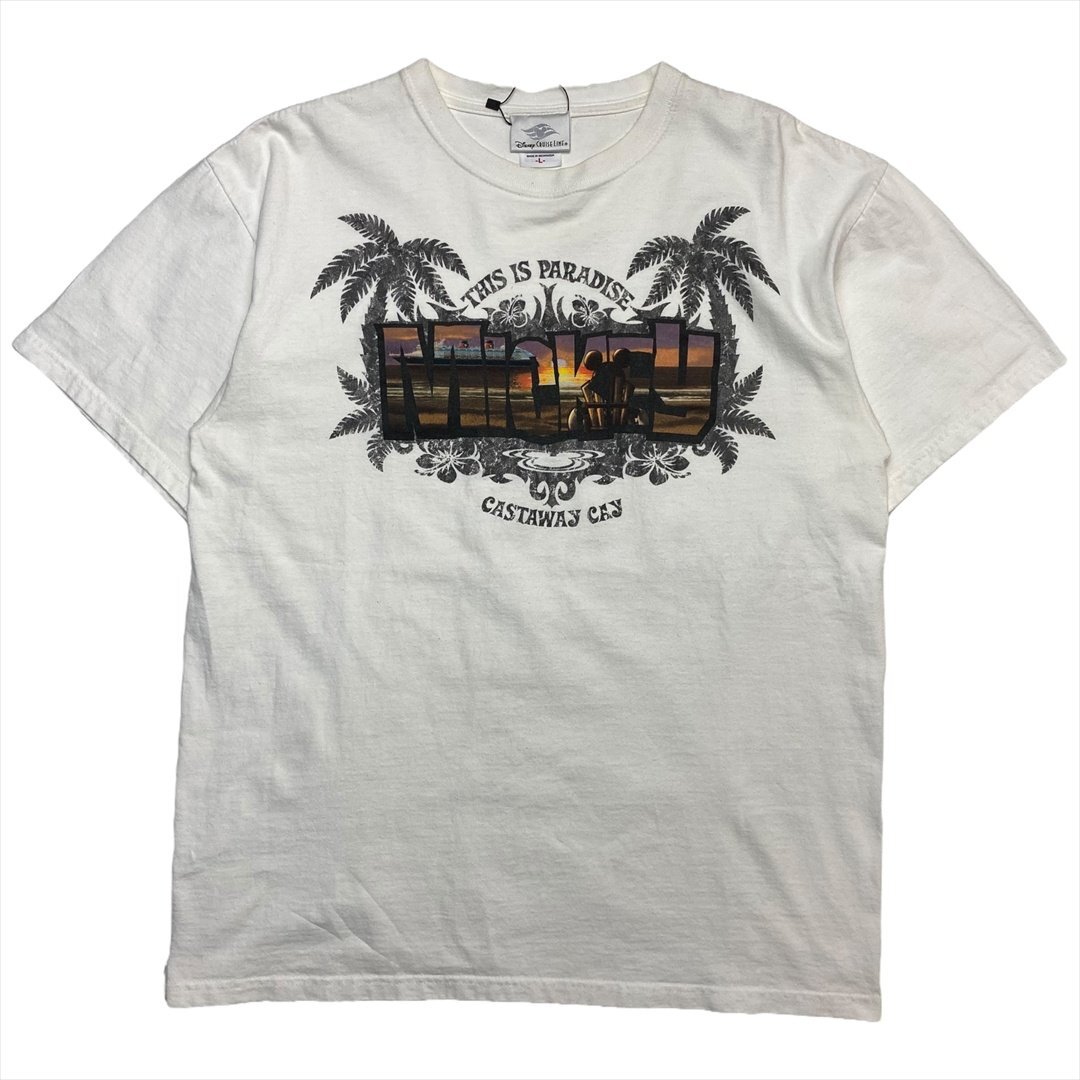 00s Vintage ディズニー Cruise Line This is Paradise Tシャツ 半袖 ホワイト Disney 古着 メンズ L ミッキーマウス ヴィンテージ拍卖