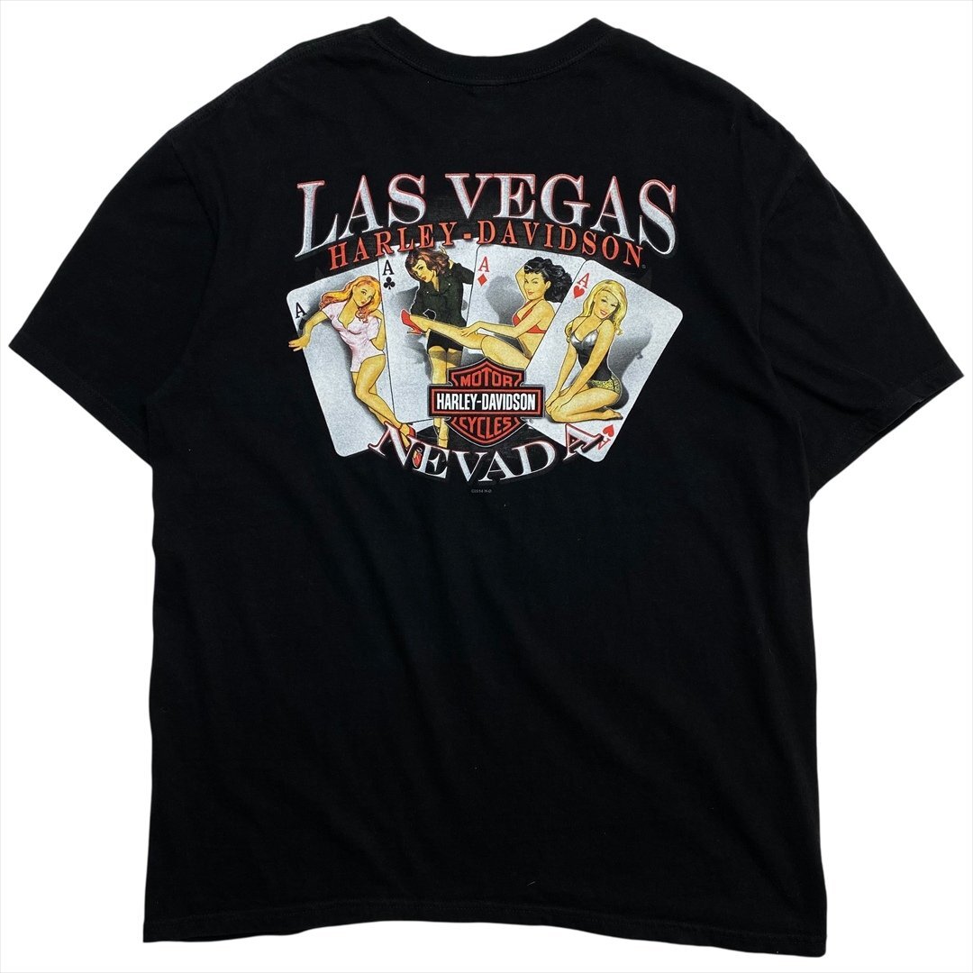 Vintage ハーレーダビッドソン ラスベガス ネバダ Tシャツ 半袖 ブラック Harley-Davidson 古着 メンズ FREE バイク ヴィンテージ拍卖