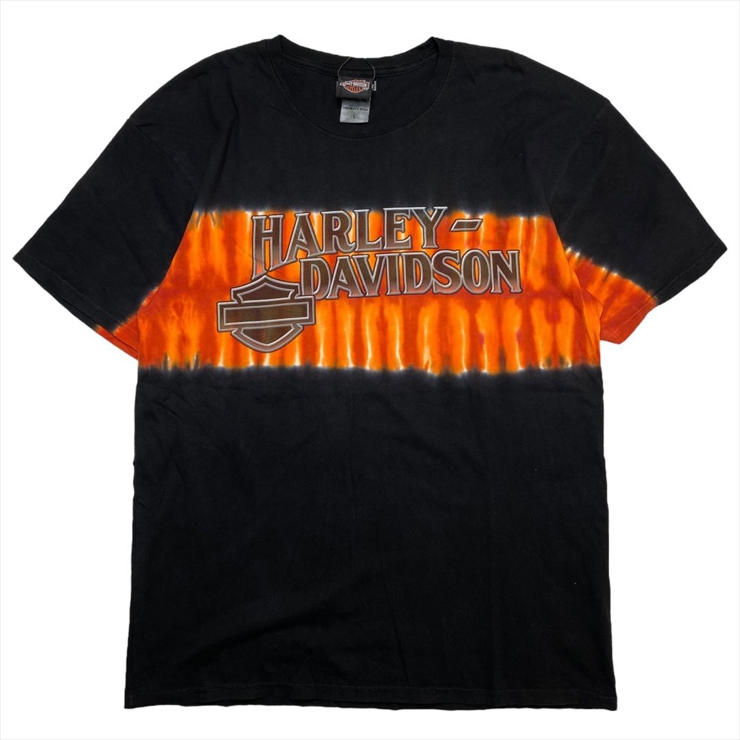 00s Vintage ハーレーダビッドソン タイダイ染め Tシャツ 半袖 ブラック Harley-Davidson 古着 メンズ L ヴィンテージ ビンテージ拍卖
