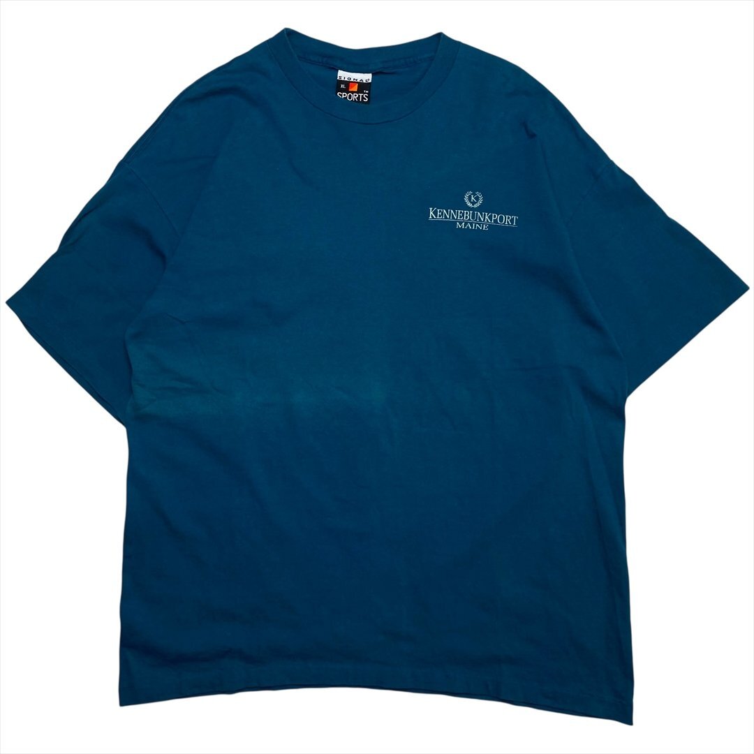 90s Vintage SIGNAL SPORT KENNEBUNKPORT MAINE ロゴ Tシャツ 半袖 グリーン 古着 メンズ XL エメラルドグリーン ヴィンテージ ビンテージ拍卖