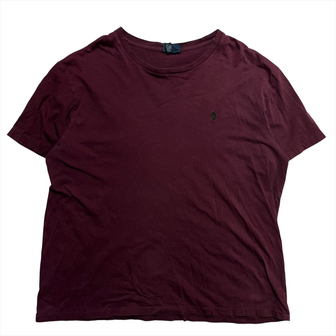 Vintage 90s ポロ ラルフローレン ワンポイントロゴ Tシャツ 半袖 ワインレッド POLO Ralph Lauren 古着 メンズ XL ヴィンテージ拍卖