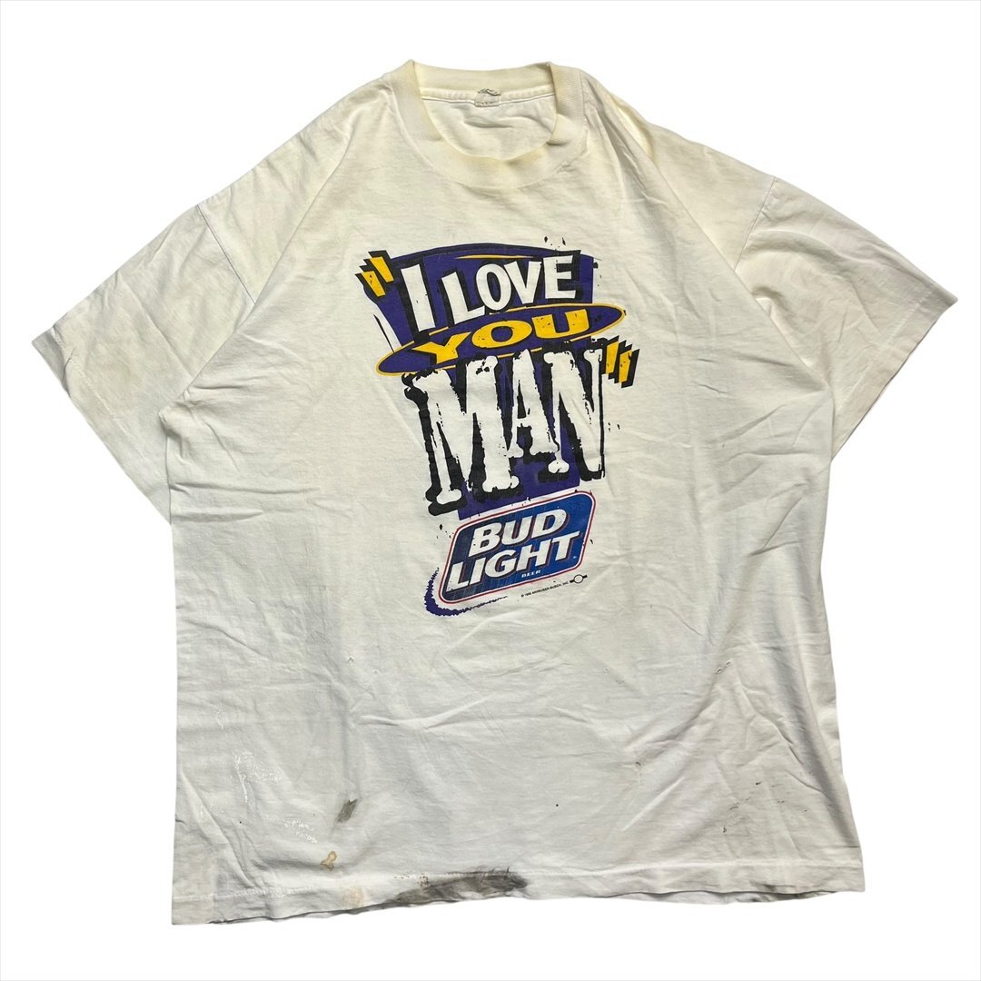 Vintage 80s-90s SCREEN STARS BUD LIGHT バドライト I Love You Man Tシャツ 半袖 ホワイト 古着 メンズ XL バドワイザー ヴィンテージ拍卖