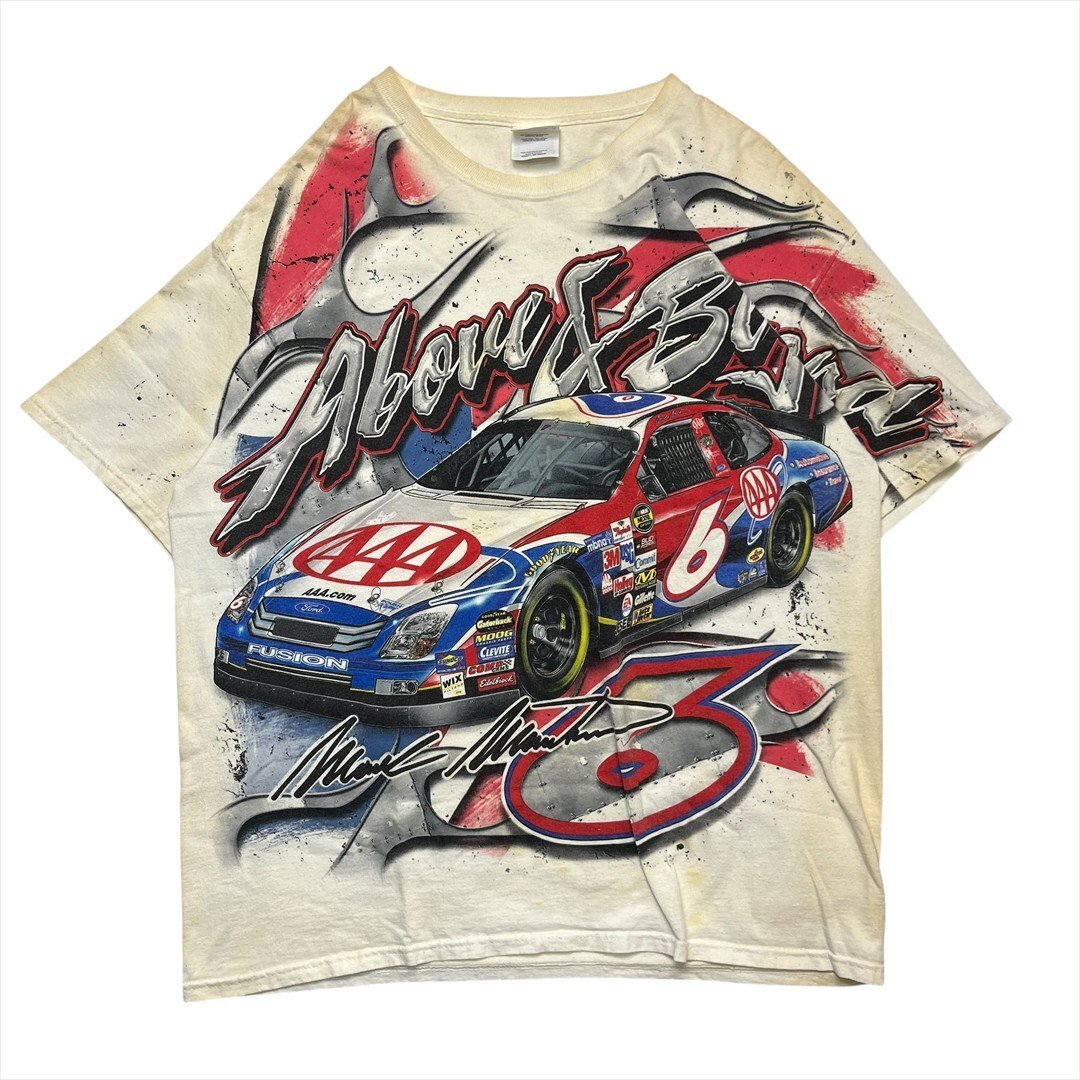Vintage 90s Hanes ヘインズ Nascar ナスカー マーク・マーティン Tシャツ 半袖 ホワイト 古着 メンズ L レーシング ヴィンテージ拍卖
