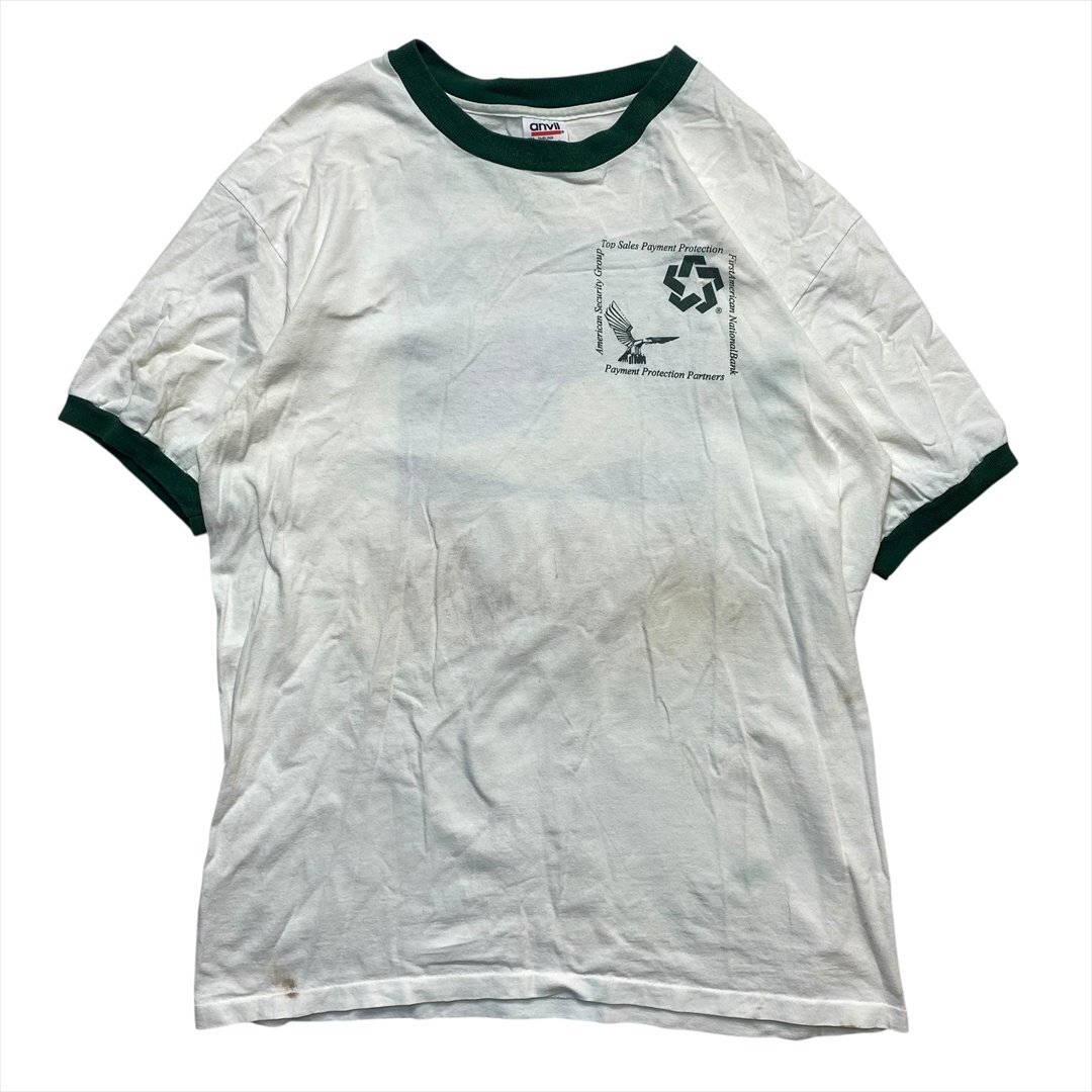 Vintage 90s ANVIL アンヴィル Leeward Bound 1997 プリント リンガー Tシャツ 半袖 ホワイト 古着 メンズ XL USA製 企業ロゴ ヴィンテージ拍卖