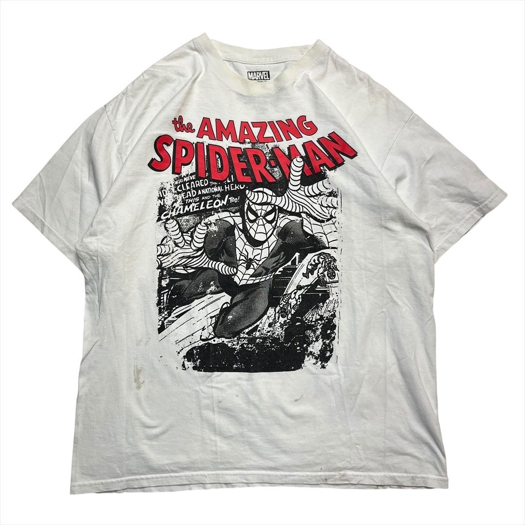 Vintage MARVEL マーベル スパイダーマン グラフィック プリント Tシャツ 半袖 ホワイト 古着 メンズ XL ヴィンテージ ビンテージ拍卖