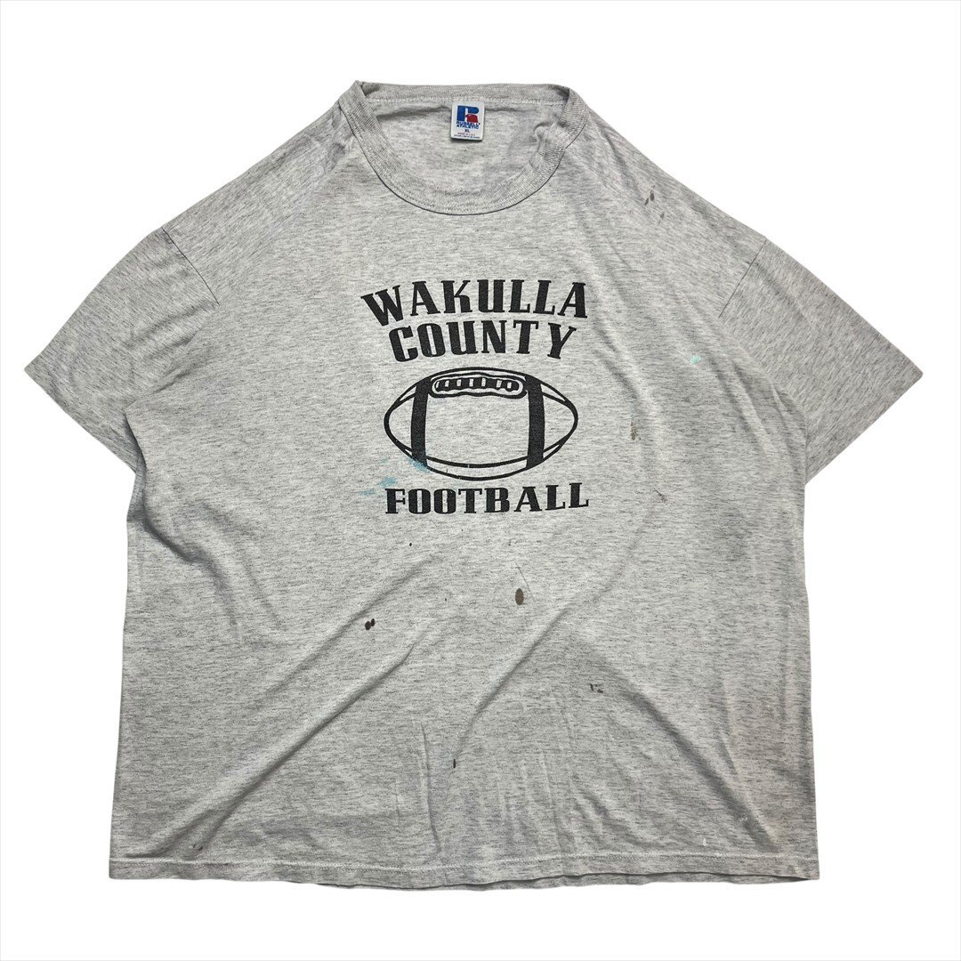 Vintage 90s WAKULLA COUNTY FOOTBALL ロゴ Tシャツ 半袖 グレー 古着 メンズ XL ビッグサイズ USA製 アメフト ヴィンテージ ビンテージ拍卖