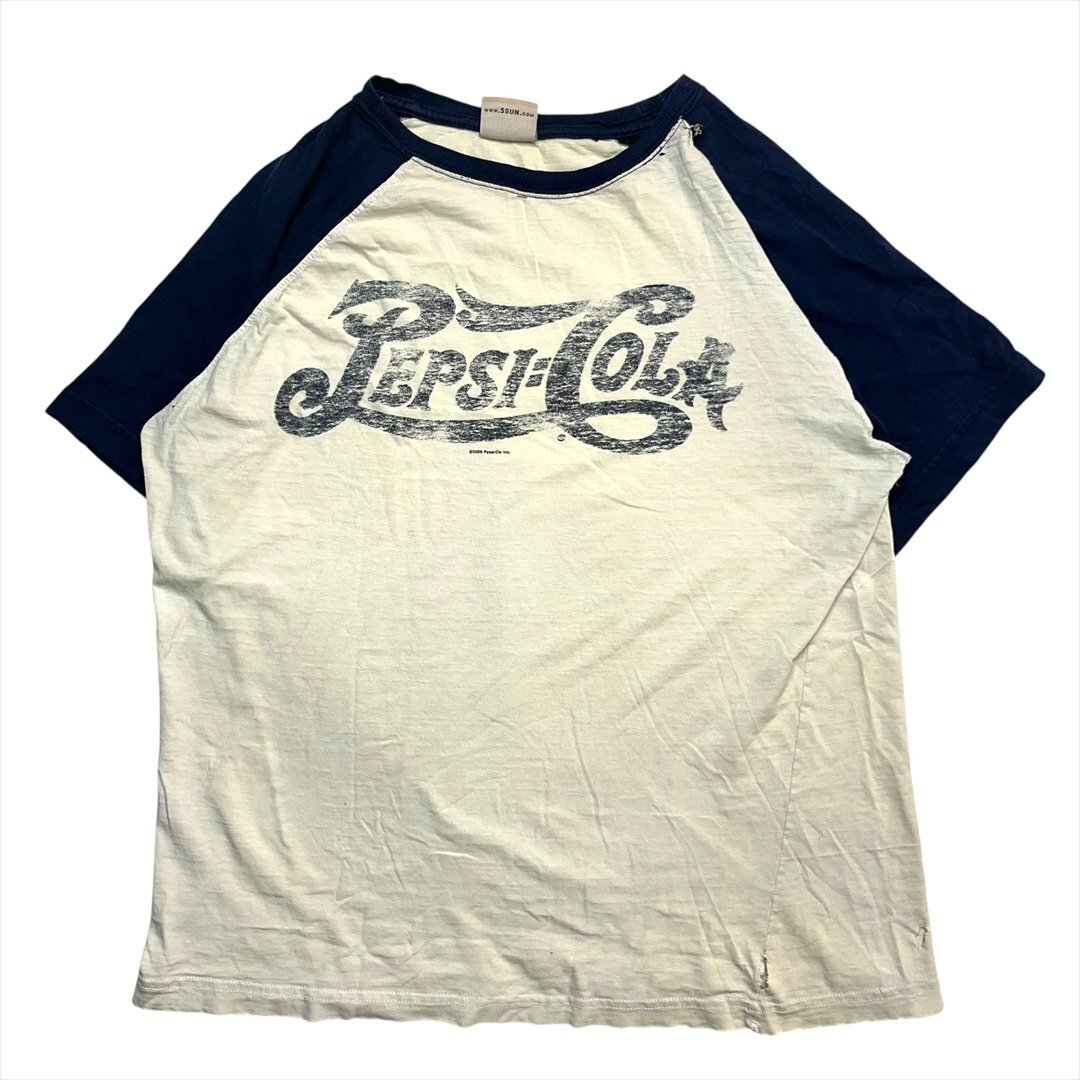 Vintage 00s FIFTH SUN フィフスサン Pepsi-Cola ペプシコーラ ロゴ Tシャツ 半袖 ホワイト 古着 メンズ FREE ラグラン ヴィンテージ拍卖