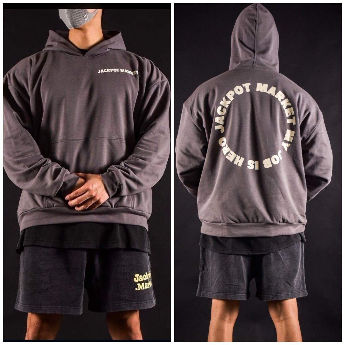 JACKPOT MARKET ジャックポットマーケット プルオーバーパーカー Lサイズ チャコールグレー拍卖