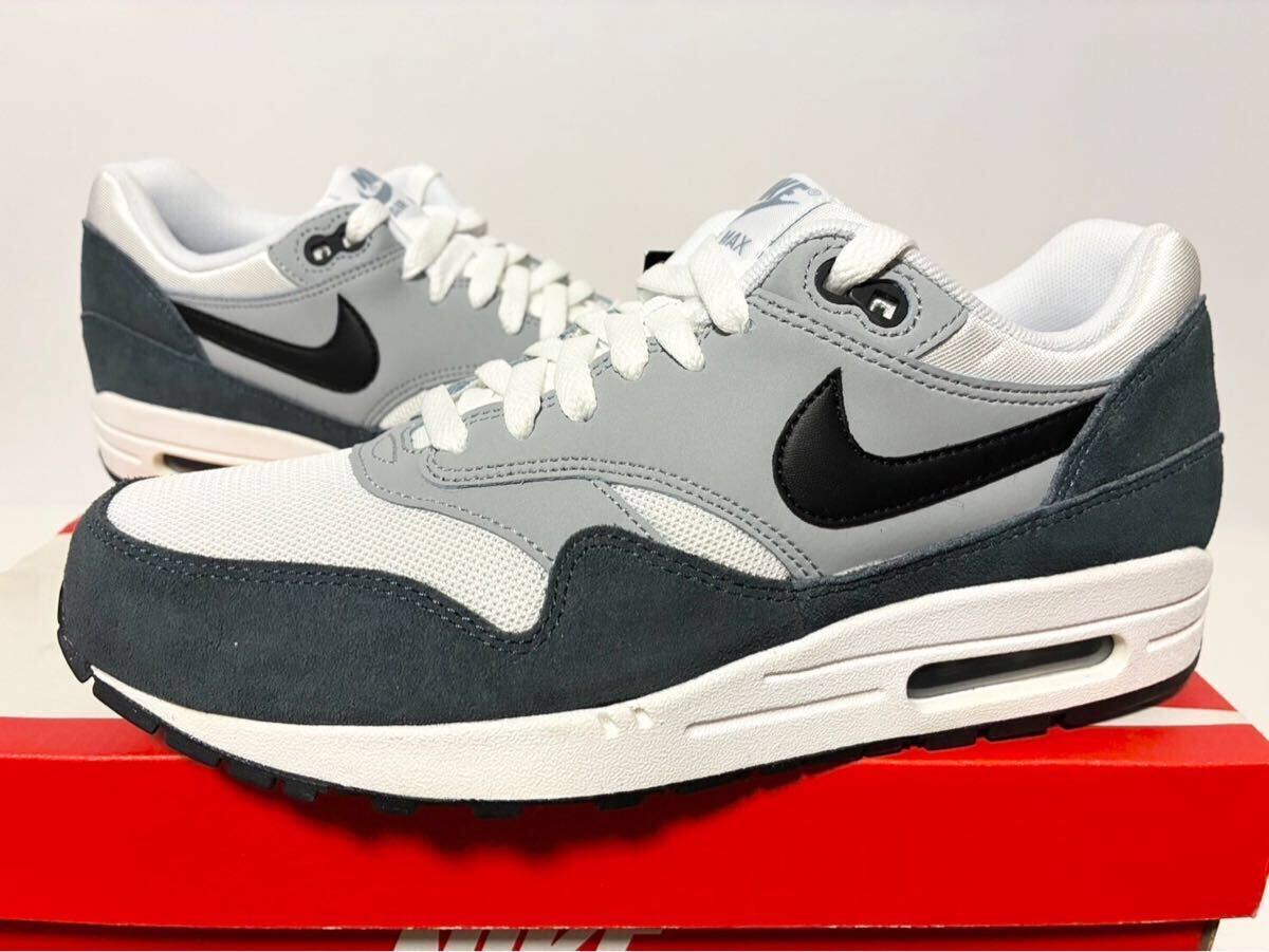 2014 国内新品 NIKE AIR MAX 1 ESSENTIAL WHITE BLACK GREY ナイキ エア マックス エッセンシャル ホワイト ブラック 26cm US8 537383-117拍卖