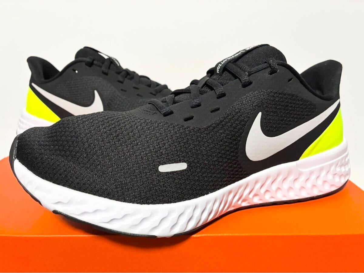 2020 国内新品 NIKE REVOLUTION 5 BLACK GREY VOLT WHITE ナイキ リボリューション ブラック グレー ボルト ホワイト 26.5 8.5 BQ6714-010拍卖