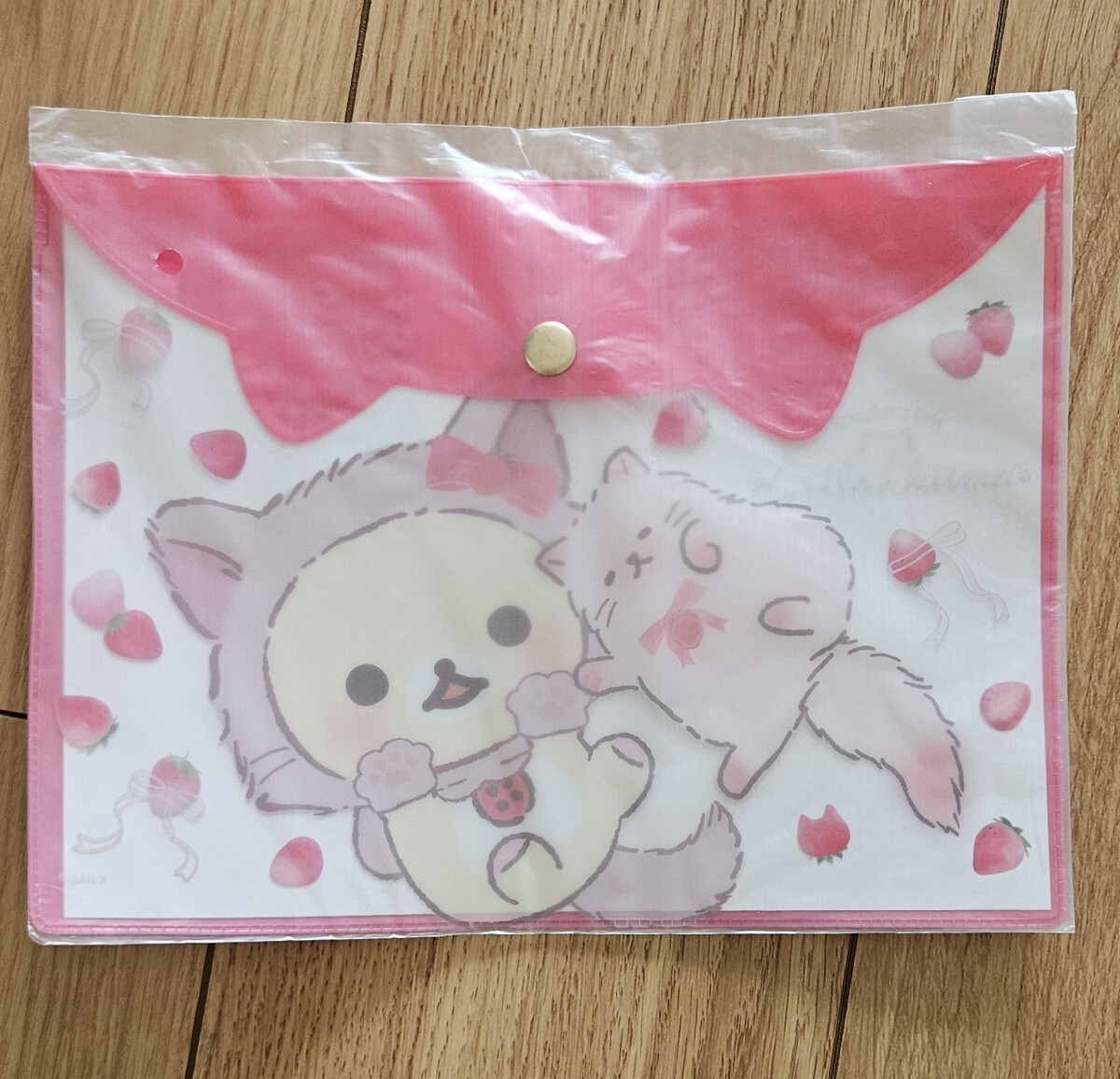 ♪リラックマ2021♪クリアケースA5♪濃いピンク♪コリラックマとストロベリーキャット♪拍卖