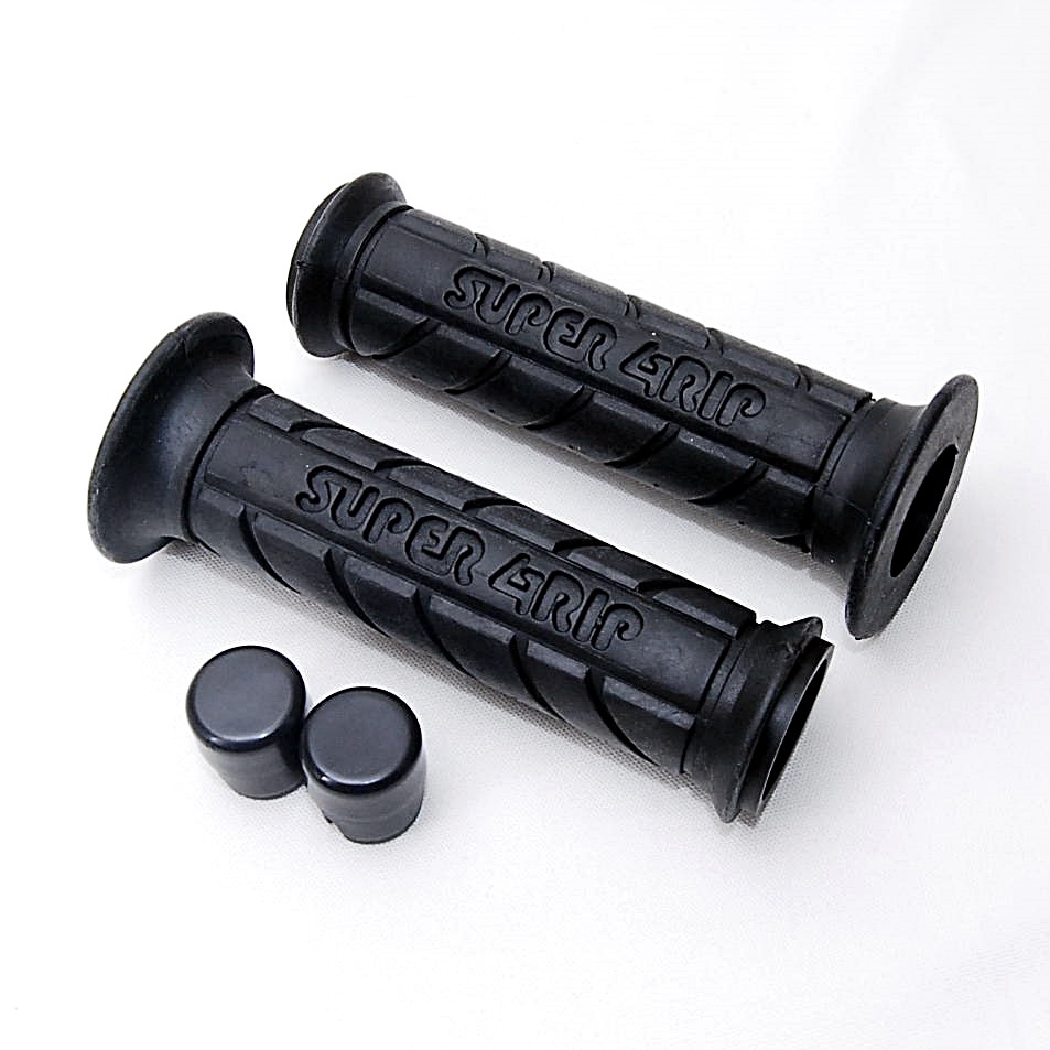 【送料180円】 SUPER グリップ 125mm ブラック 左右セット スーパーグリップ ハンドルグリップ バイク オートバイ 汎用 スクーター 原付 黒拍卖