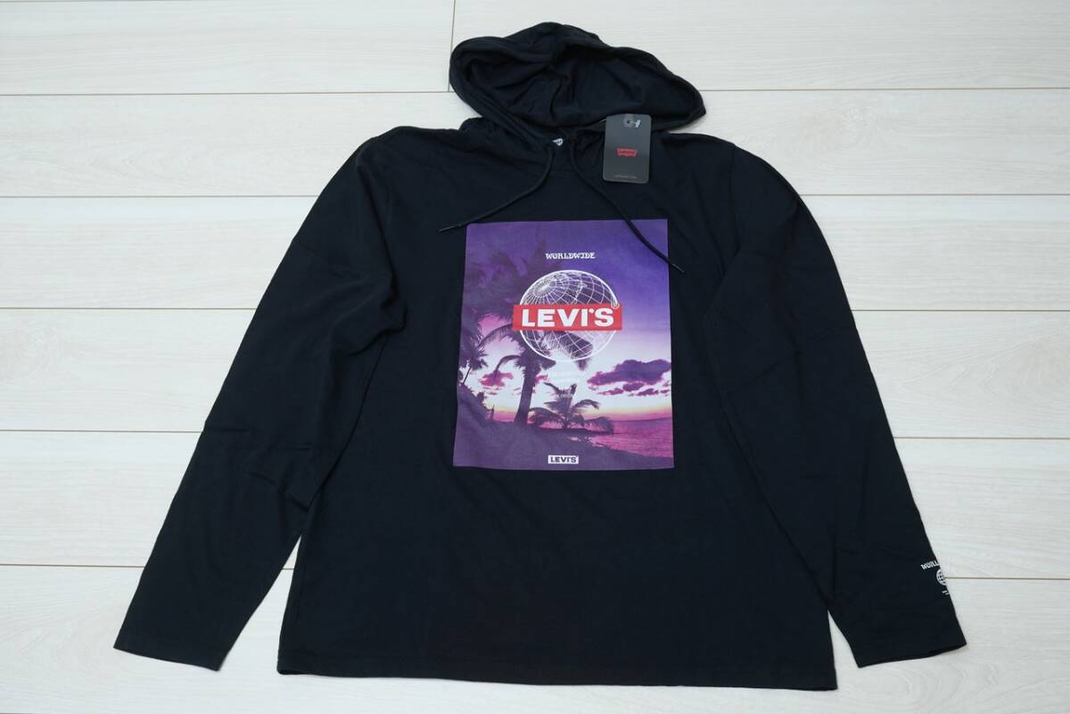 新品リーバイスA2663-0002 JP Mサイズ/US Sサイズ フーディーTシャツ ブラック/黒 ロングスリーブ 長袖 ロンT拍卖
