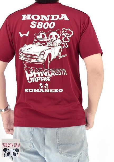 HONDA×PANDIESTA S800ドライメッシュ半袖Tシャツ◆PANDIESTA JAPAN ワイン Lサイズ 585501 パンディエスタジャパン ホンダ パンダ拍卖