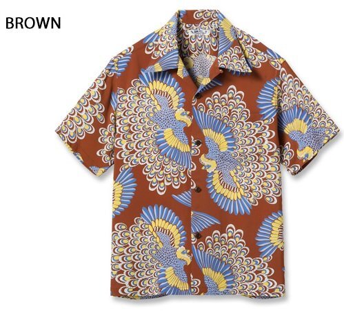 レーヨンアロハシャツ「PEACOCK」◆SUN SURF ブラウン XXLサイズ SS39480 サンサーフ ハワイアン 和柄 孔雀 日本製拍卖