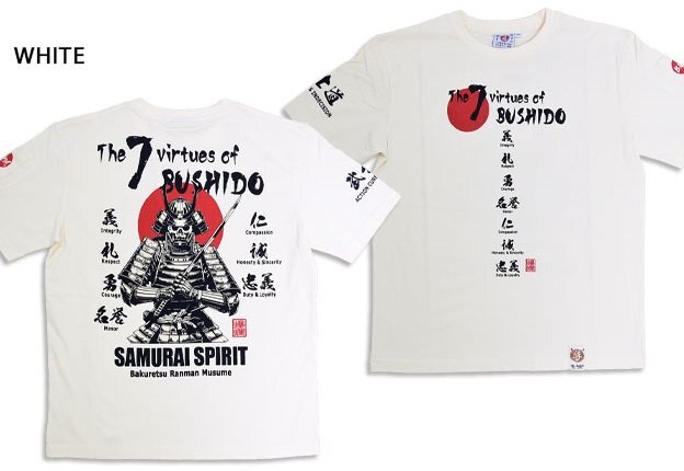 半袖Tシャツ「サムライスピリットI」◆爆烈爛漫娘 ホワイト XXLサイズ(サイズ46) RMT-343 和柄 和風 エフ商会 侍 髑髏 ドクロ スカル拍卖