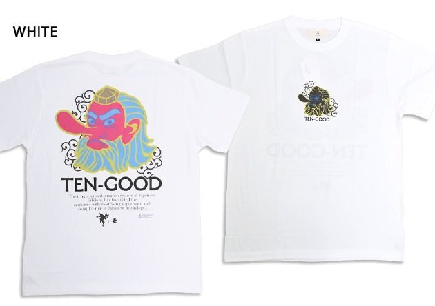 TEN-GOOD半袖Tシャツ◆喜人 ホワイト Lサイズ KJ-52011 和柄 和風 天狗 ネオンカラー きじん拍卖