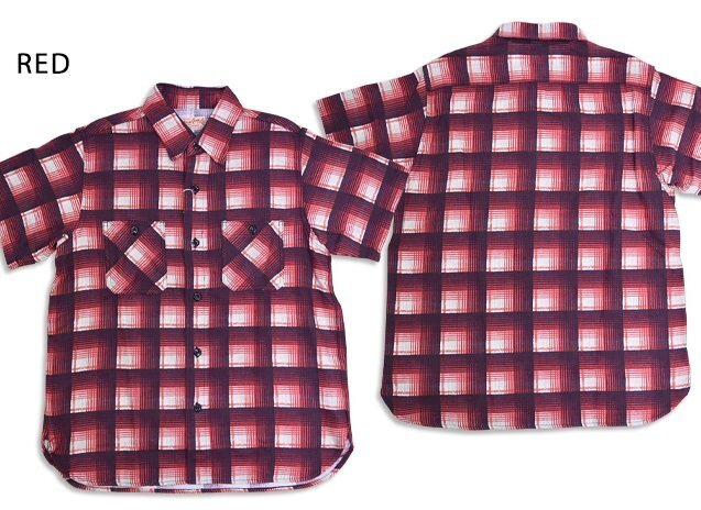 プリントチェックワーク半袖シャツ◆SUGER CANE レッド XLサイズ SC39517 シュガーケーン 東洋エンタープライズ 日本製拍卖