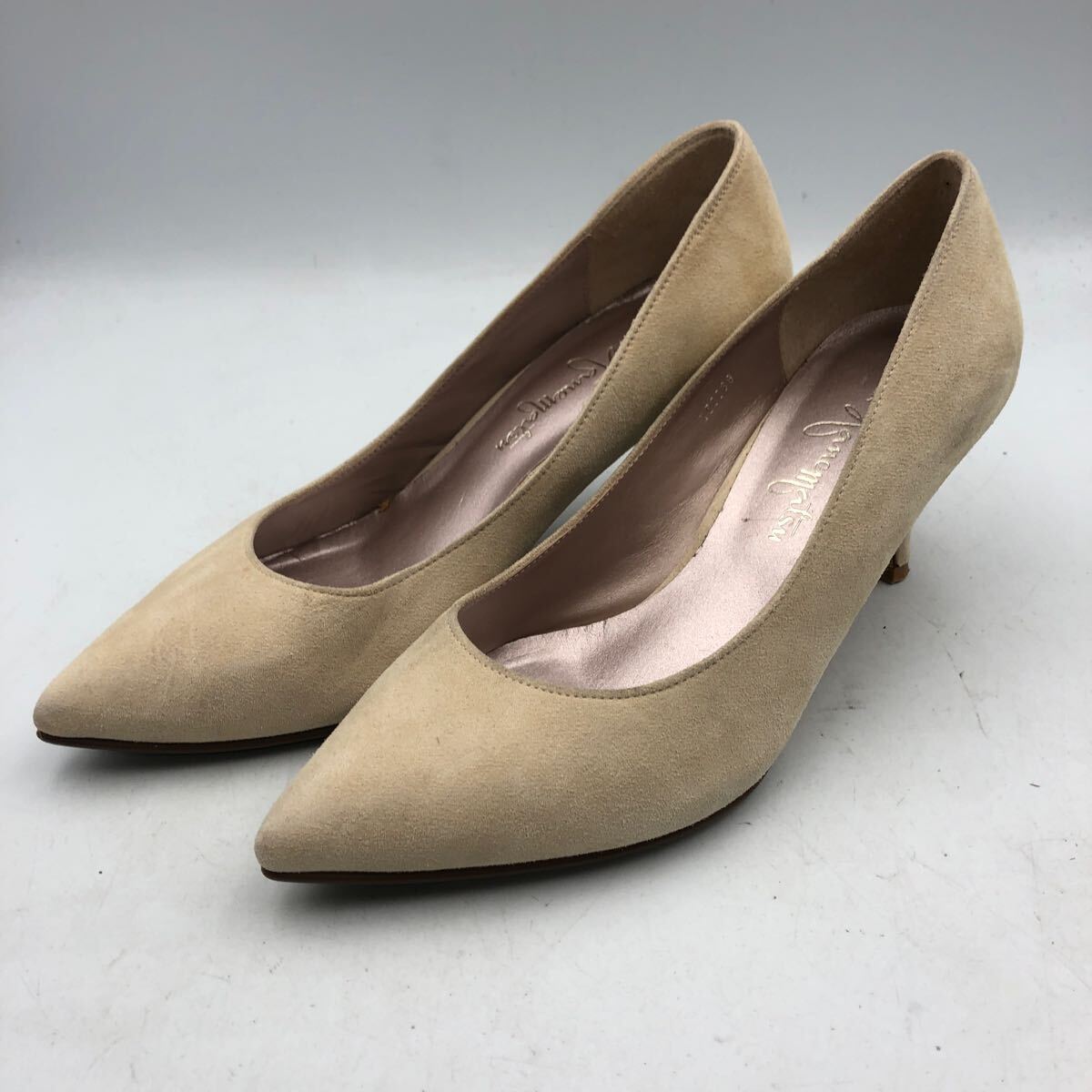 P742Y GINZA KANEMATSU 銀座カネマツ レディース パンプス 22.5cm ベージュ スエード 日本製拍卖
