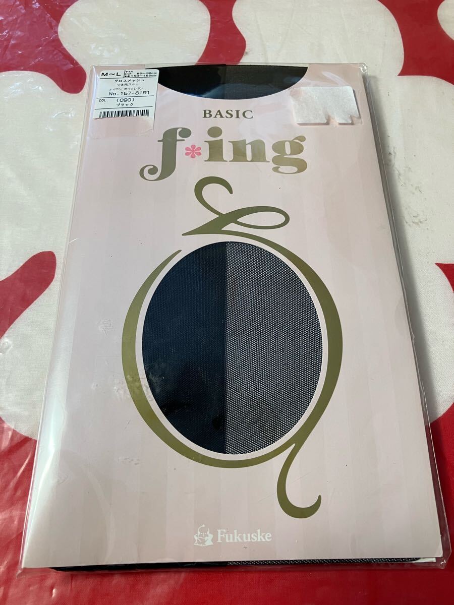 fukuske f *ing basic グロスメッシュ ブラック M-L 福助 パンティストッキング パンスト 光沢 panty stocking 拍卖