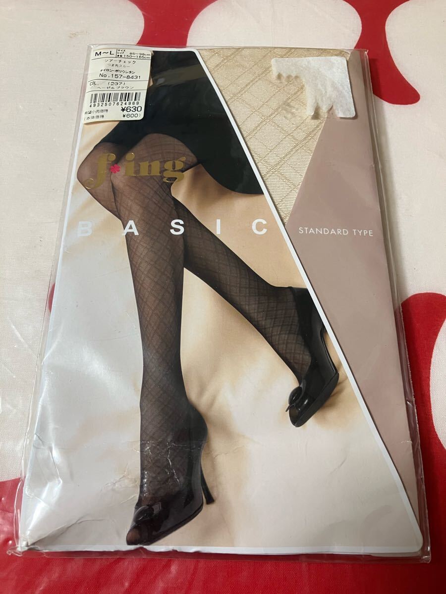 fukuske f *ing basic standard type シアーチェック ヘーゼルブラウン パンスト panty stocking 柄 デザイン 模様 福助拍卖