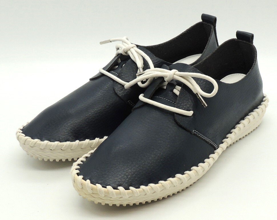 アンナコレクション カジュアルシューズ スニーカー レースアップ 低反発インソール レディース ANNA COLLECTION 6521 ネイビー 23.5cm①拍卖