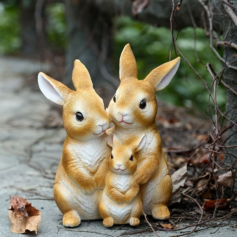 置物 オブジェ うさぎ ラビット かわいい ほっこり 幸せな家族 アニマル リビング 庭 ガーデン 玄関 ポーチ 動物 KOMA032拍卖