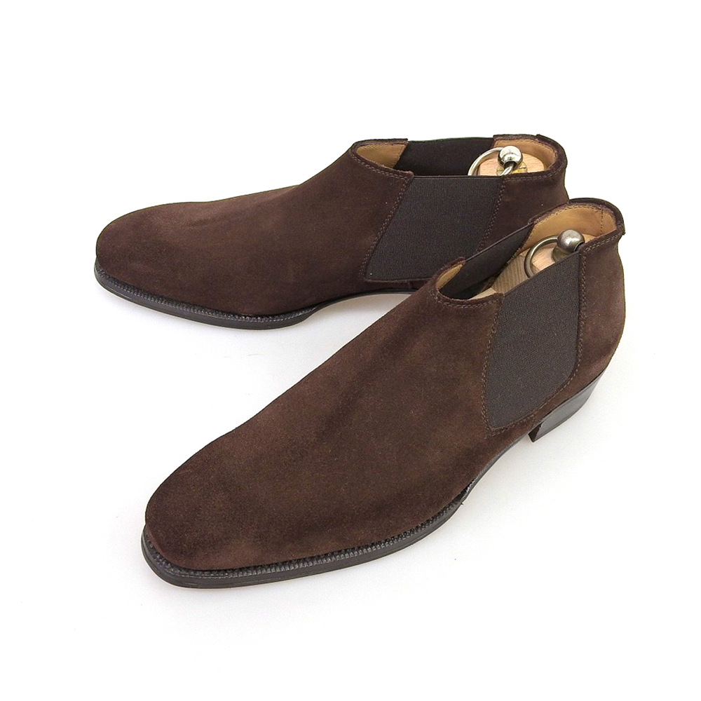 【10140SM】未使用品 エンツォボナフェ CARY GRANT2(ケーリーグラント2)サイドゴアブーツ ダークブラウン スエード サイズ6.5 Enzo Bonafe拍卖