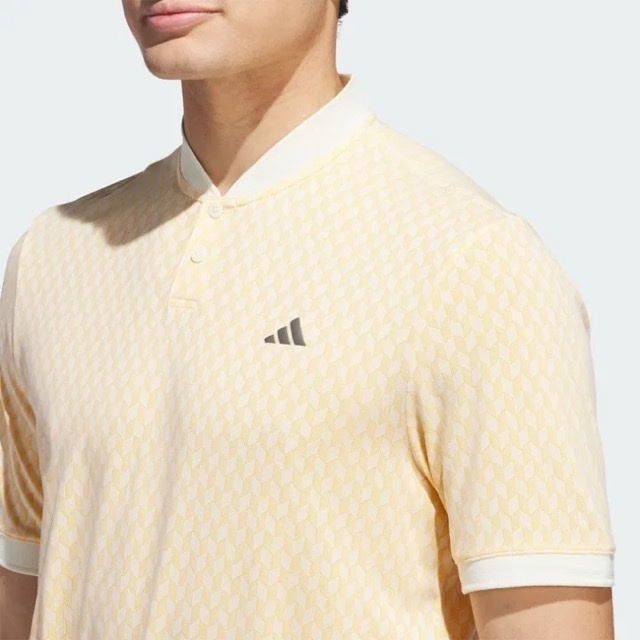 【adidas GOLF/アディダス】ジャガードボタンモックネック半袖シャツ・Lサイズ・セミスパーク(未使用品)拍卖