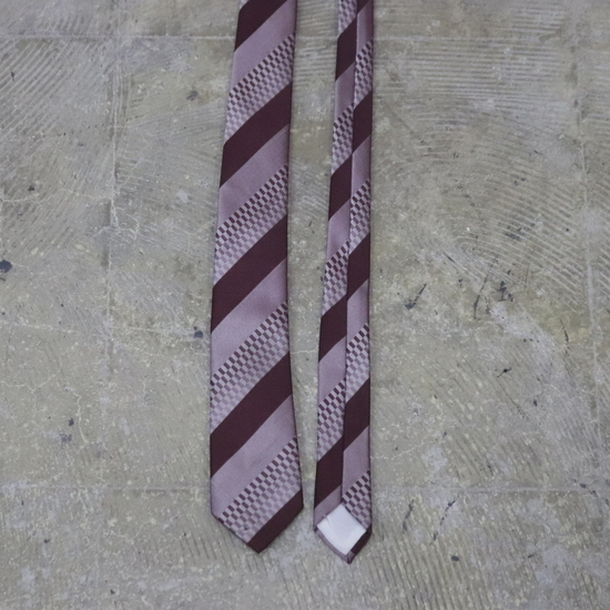 NT462 70sビンテージ WEMLON ネクタイ■1970年代製 ボルドー ポリエステル ストライプ アンティーク 雑貨 アクセサリー 古着拍卖