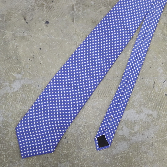NT496 2000年代製 FERRELL REED ネクタイ■00s ブルー シルク 水玉 ドット 柄 アンティーク 雑貨 アクセサリー 古着 アメカジ拍卖