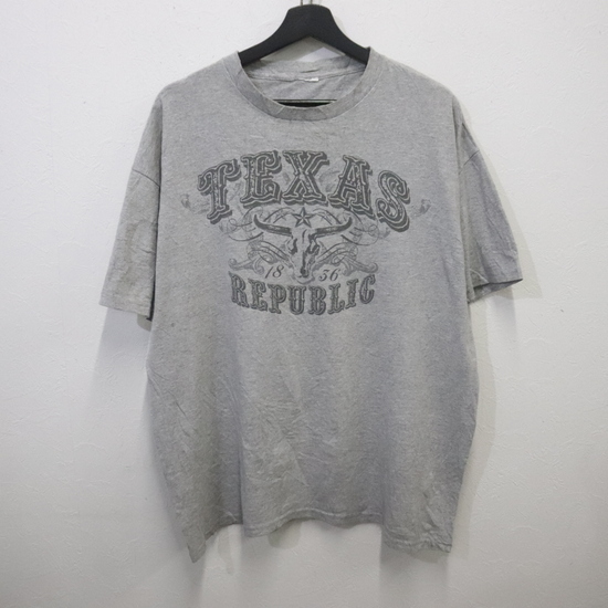 B653 2000年代製 半袖プリントTシャツ■00s XLサイズぐらい グレー アニマル TEXAS アメカジ 古着 古着卸 オールド 激安 希少 検 90s 80s拍卖