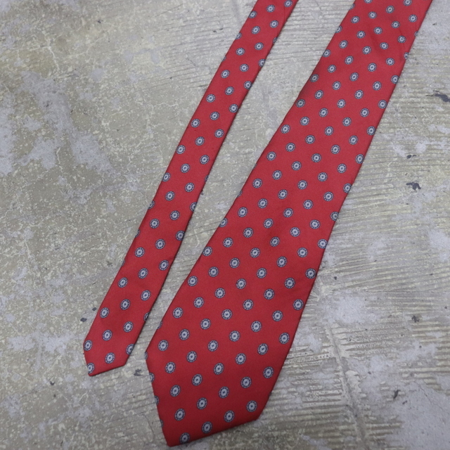 NT423 90sビンテージ Christian Dior ネクタイ USA製■1990年代製 赤 レッド シルク 総柄 雑貨 小物 アンティーク 古着 激安 アメカジ拍卖