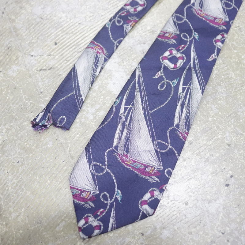 NT565 90sビンテージ nautica ノーチカ ネクタイ■1990年代製 ネイビー シルク マリン アンティーク 雑貨 アクセサリー 古着 ストリート拍卖