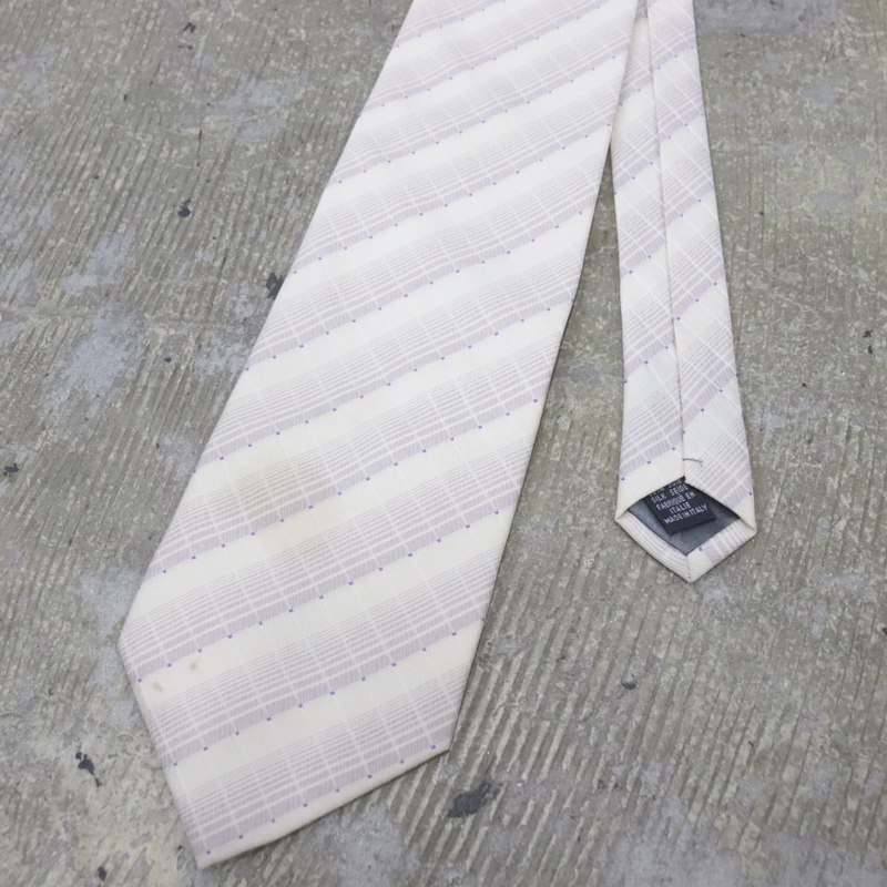 NT629 2000年代製 HUGOBOSS ネクタイ イタリア製■00s アイボリー シルク 雑貨 小物 アンティーク 古着 激安 アメカジ拍卖