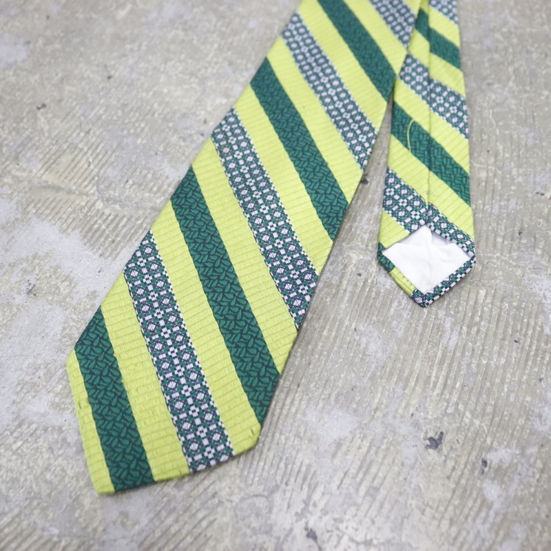 NT632 70sビンテージ SEARS シアーズ ストライプ ポリエステル ネクタイ■1970年代製 グリーン 雑貨 小物 アンティーク 古着 激安 アメカジ拍卖