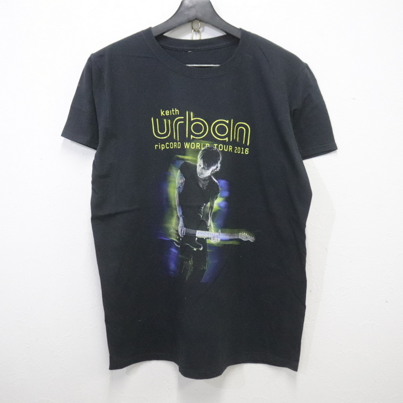 M665 2000年代製 キースアーバン 半袖Tシャツ■00s 約XSサイズ ブラック 黒 アメカジ プリント ロックT 古着 古着卸 オールド 激安 希少 検拍卖