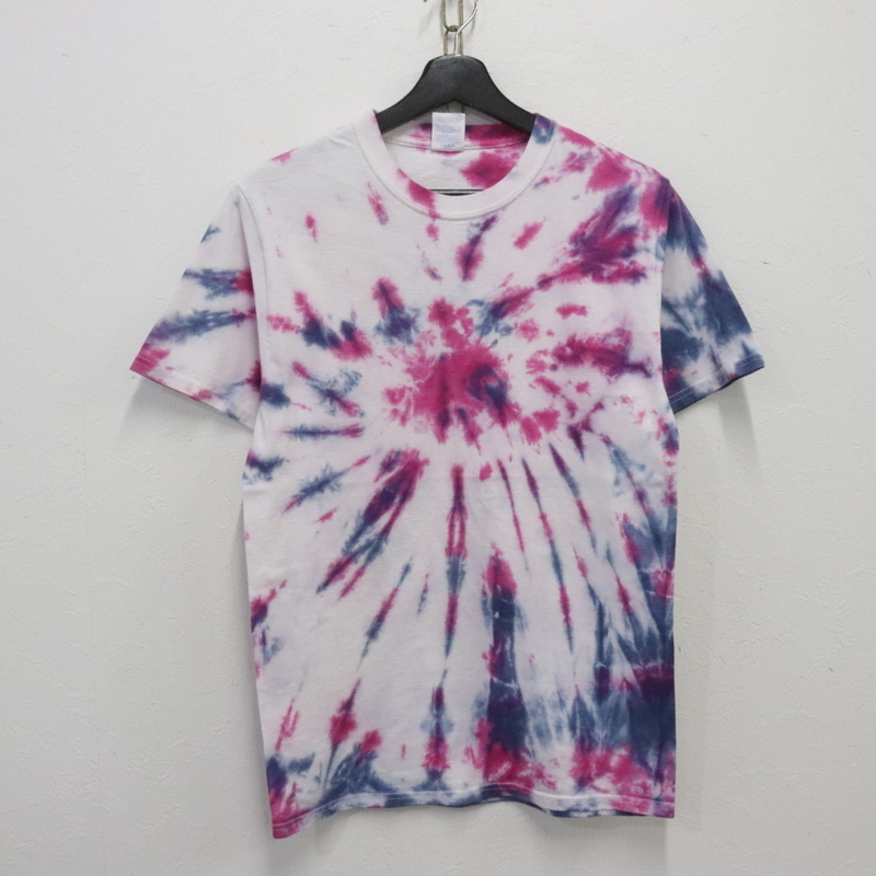G752 2000年代製 PORT&COMPANY 半袖タイダイTシャツ■00s 表記Sサイズ 白 ホワイト 柄 アメカジ ストリート 古着 古着卸 ヴィンテージ拍卖