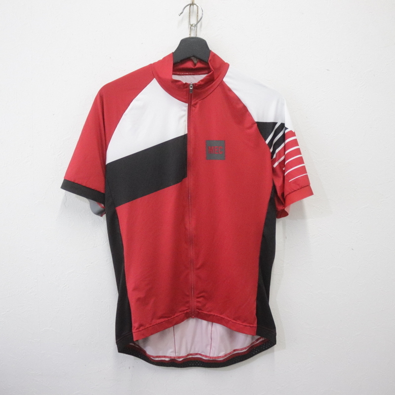 W459 2000年代製 サイクリングシャツ フルジップ■00s 表記Lサイズ レッド 赤 古着 アメカジ ストリート MEC 激安 古着卸 90s 80s 70s 60s拍卖
