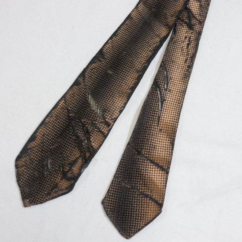 NT899 60sビンテージ Damon ネクタイ■1960年代製 ブラウン シルク ボロ シャイニー 雑貨 小物 アンティーク 古着 激安 アメカジ 70s 80s拍卖