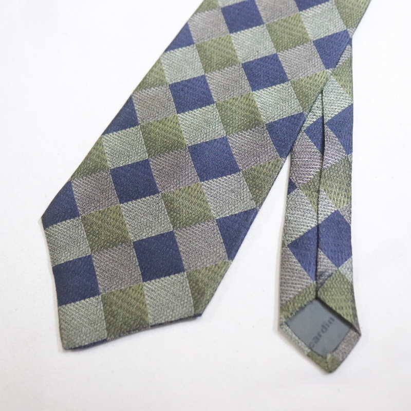 NT907 2000年代製 PierreCardin ピエールカルダン ネクタイ■00s グリーン シルク チェック アンティーク 雑貨 アクセサリー 古着 アメカジ拍卖