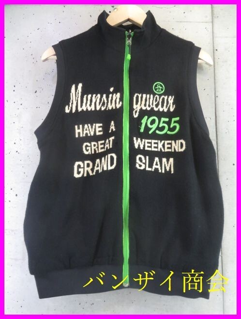 1260b6◆リバーシブル◆訳有◆MUNSINGWEAR マンシング ナイロン×ウールニットベスト L/セーター/ジャケット/ポロシャツ/パンツ/ゴルフ拍卖