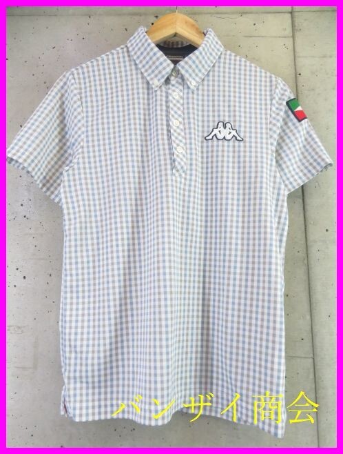 【送料300円可】5260b6◆美品です◆吸汗速乾◆kappa カッパ チェック柄 半袖ドライポロシャツ M/ゴルフジャケット/ベストパンツ/レディース拍卖