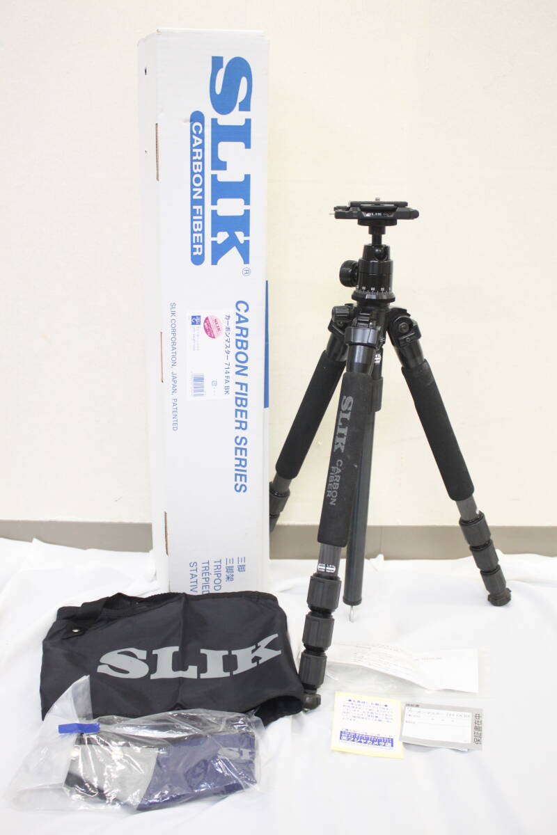 【返品保証】 【元箱付き】スリック SLIK CARBON MASTER 714 FA BK SBH-280 DQ-S 雲台 プレート付 三脚 M5390拍卖